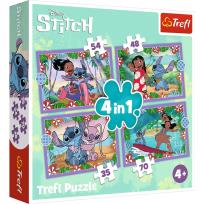 Opakowanie Puzzle 4w1 Szalony dzień Lilo & Stitch TREFL