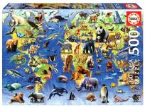 Opakowanie Puzzle 500 Mapa świata 100 zagrożonych gatunków...