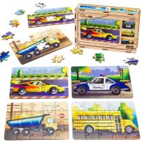 Opakowanie Puzzle drewniane 4w1 pojazdy