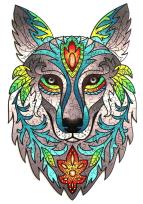 Opakowanie Puzzle drewniane kolorowe Wilk