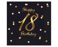 Opakowanie Serwetki Happy 18 Birthday czarne 33x33cm 20szt
