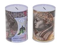 Opakowanie Skarbonka metalowa banknoty złoty polski MIX
