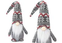 Opakowanie Świąteczny skrzat siwy czerwone wzorki 40cm