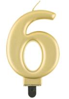 Opakowanie Świeczka cyferka 6 Beauty&Charm metalik złota 8cm