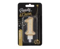 Opakowanie Świeczka cyferka złoty kontur '1'