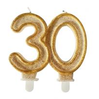 Opakowanie Świeczka urodzinowa 30 złoty brokat