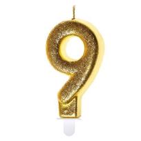 Opakowanie Świeczka urodzinowa 9 złoty brokat