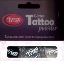 Opakowanie Tatuaże Zestaw brokatów 3 kolory czarny szary biały