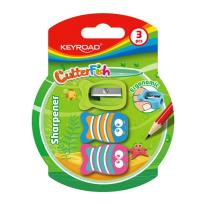 Opakowanie Temperówka pojedyńcza plastikowa Keyroad CUTTER FISH 3 sztuki blister