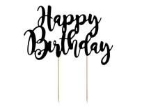 Opakowanie Topper na tort Happy Birthday czarny, 22,5cm
