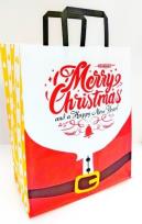 Opakowanie Torebka biała KRAFT 320x380x150 Święta Mikołaj