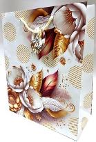 Opakowanie Torebka ozdobna matowa 26x32x12cm białe kwiaty