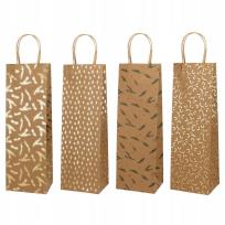 Opakowanie Torebka prezentowa na butelkę 11x35cm kraft mix