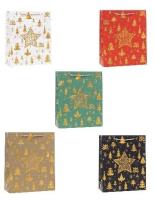 Opakowanie Torebka świąteczna brokat 18x23x8cm mix ROZETTE