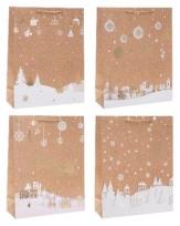 Opakowanie Torebka świąteczna brokat 26x32x10cm mix ROZETTE