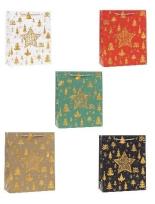 Opakowanie Torebka świąteczna brokat 26x32x10cm mix ROZETTE