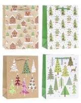 Opakowanie Torebka świąteczna Drzewka 26x32x10cm mix ROZETTE