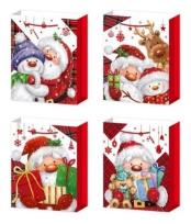 Opakowanie Torebka świąteczna Mikołaj 18x24x8cm mix ROZETTE