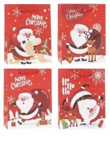 Opakowanie Torebka świąteczna Mikołaj 18x24x8cm mix ROZETTE