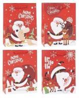 Opakowanie Torebka świąteczna Mikołaj 31x40x12cm mix ROZETTE