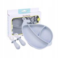 Opakowanie Wieloryb - talerz + sztućce szary