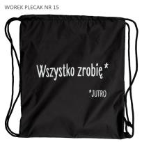 Opakowanie Worek plecak czarny Wszystko zrobię jutro