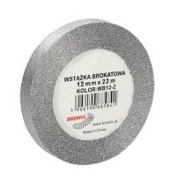 Opakowanie Wstążka brokatowa srebrna 12mmx22m