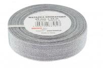 Opakowanie Wstążka brokatowa srebrna 25mmx22m