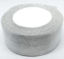 Opakowanie Wstążka brokatowa srebrna 38mmx22m