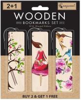 Opakowanie Zakładki drewniane do książki 2+1 Kwiatowe
