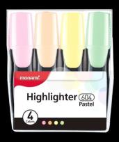 Opakowanie Zakreślacz 604 komplet 4szt pastel MONAMI