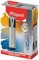 Opakowanie Zakreślacz Glitter Metal srebrny (12szt) MAPED