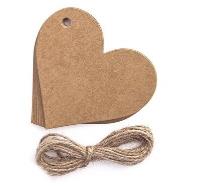 Opakowanie Zawieszki kraft ze sznurkiem serce 12szt