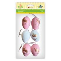 Opakowanie Zawieszki plastikowe jajka 40x60mm różowe 6szt