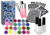 Opakowanie Zestaw do tatuażu brokaty klej pędzelki 187 wzorów