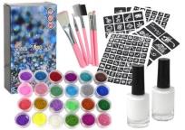 Opakowanie Zestaw do tatuażu brokaty puder 2 kleje pędzelki