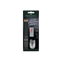 Opakowanie Zestaw exam 3 ołówki 1111 hb + gumka dust free + temperówka blister faber-castell