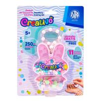 Opakowanie Zestaw koralików Zajączek 250szt + 2m gumek ASTRA