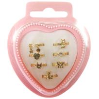 Opakowanie Zestaw pierścionków metalowych złotych 7el