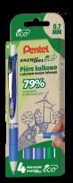 Opakowanie Zestaw piór kulkowych Pentel EnerGel BL77E-ECO zielony x 1 niebieski x 3