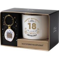 Opakowanie Zestaw prezentowy na 18 urodziny biało-złoty