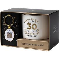 Opakowanie Zestaw prezentowy na 30 urodziny biało-złoty