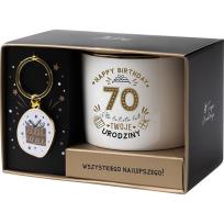 Opakowanie Zestaw prezentowy na 70 urodziny biało-złoty