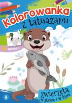 Okładka książki Zwierzęta w stawie i w rzece. Kolorowanka z tatuażami