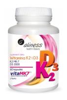 Zdjęcie produktu Aliness Witamina K2 MK-7 100 µg z natto i D3 60 kaps