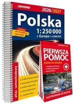 Okładka książki Atlas samochodowy Polska 1:250000 + Pierwsza pomoc