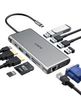 Okładka książki AUKEY HUB USB C CB-C78 12W1 RJ45 HDMI 4K PD 100W