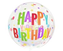 Opakowanie Balon Aqua kryształowy Happy Birthday