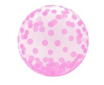 Opakowanie Balon Aqua kryształowy różowe grochy 37cm