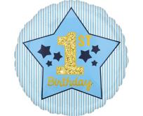 Opakowanie Balon foliowy 1st Birthday niebieski 48cm